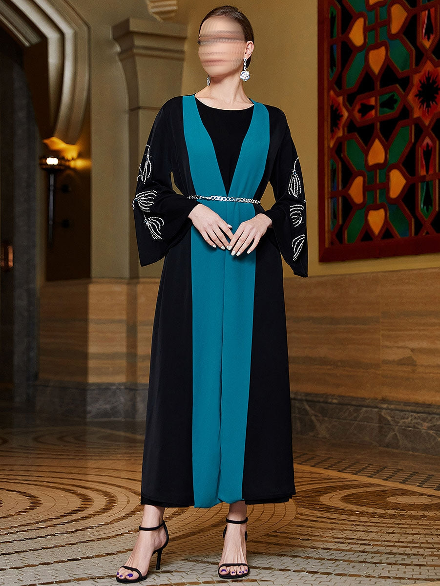 BA3006 Black Cyan Abaya