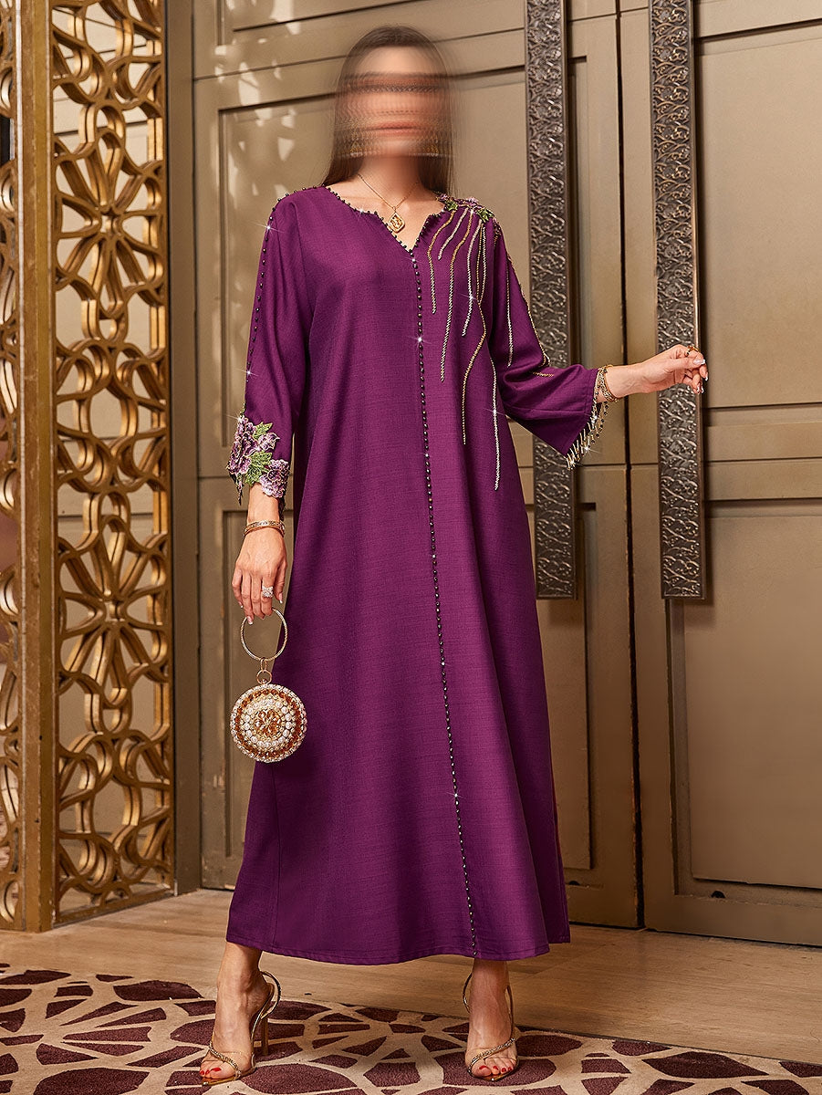 BA4010 Purple Zirconia Abaya