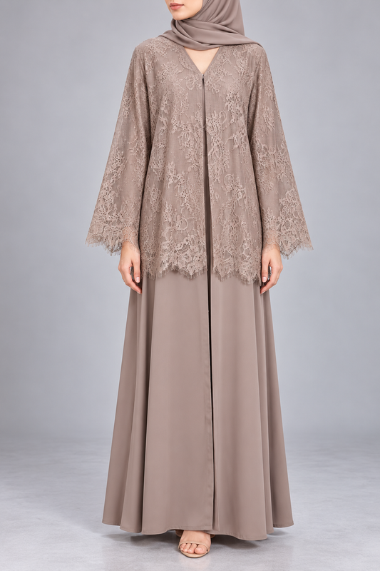 Beige Moon Veil Abaya