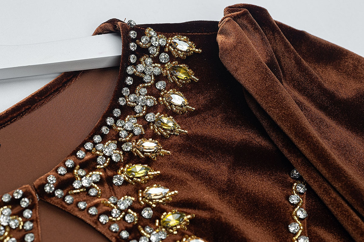 BA6084 Brown Gilded Dress