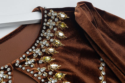 BA6084 Brown Gilded Dress