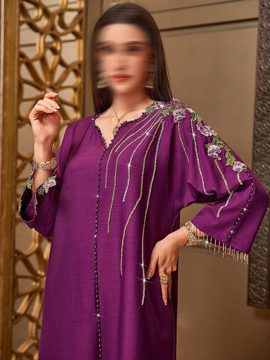 BA4010 Purple Zirconia Abaya