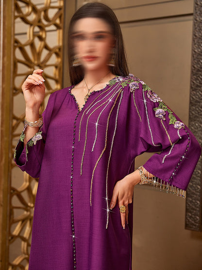BA4010 Purple Zirconia Abaya