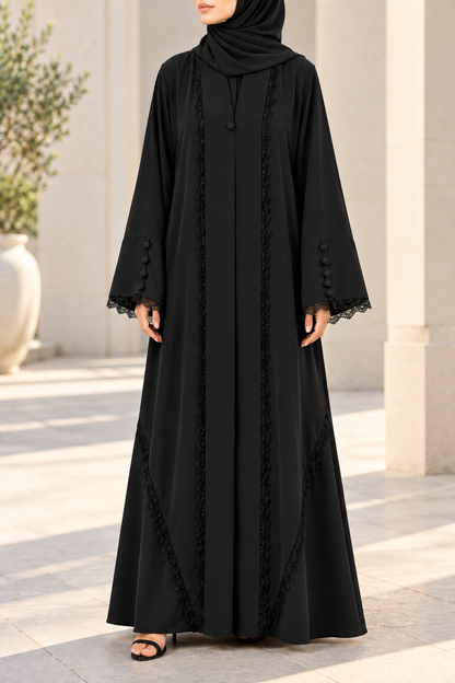 Black Symphony Lace Abaya