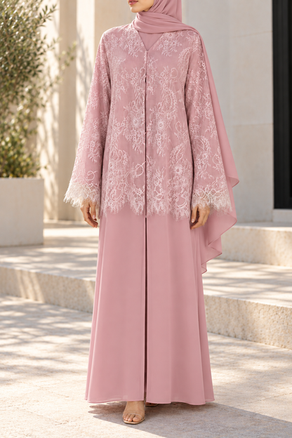 Pink Moon veil Abaya