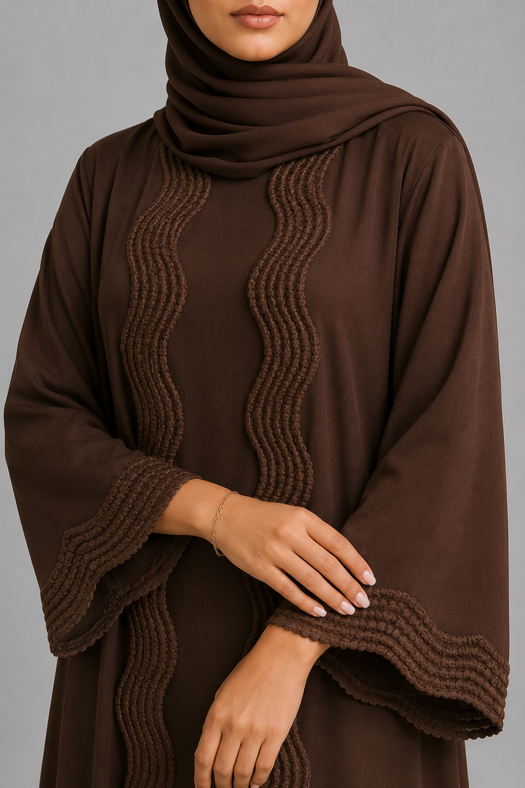 Brown lace abaya