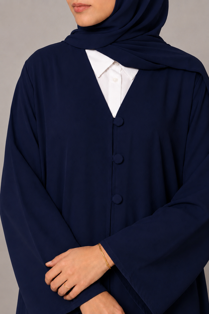Navy blue button abaya