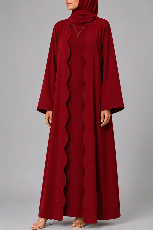 Cherry Red Wave Abaya