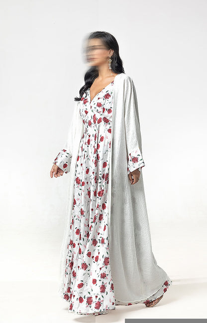 BA5101 White Scarlet Abaya
