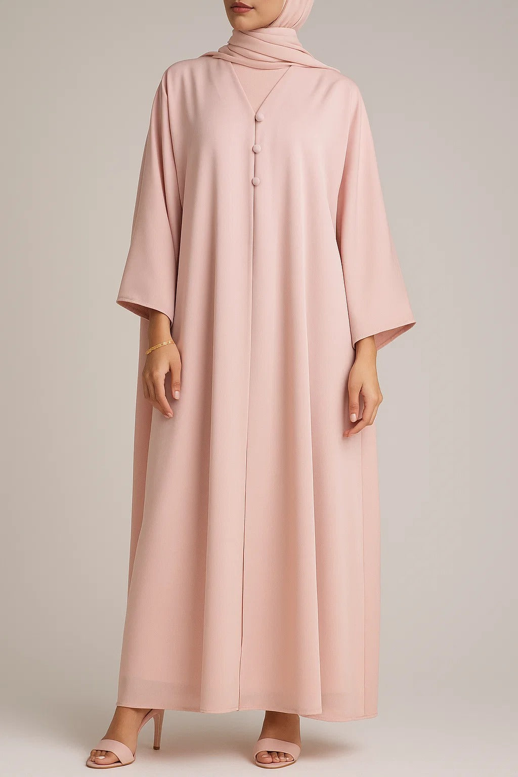 Pink Button abaya