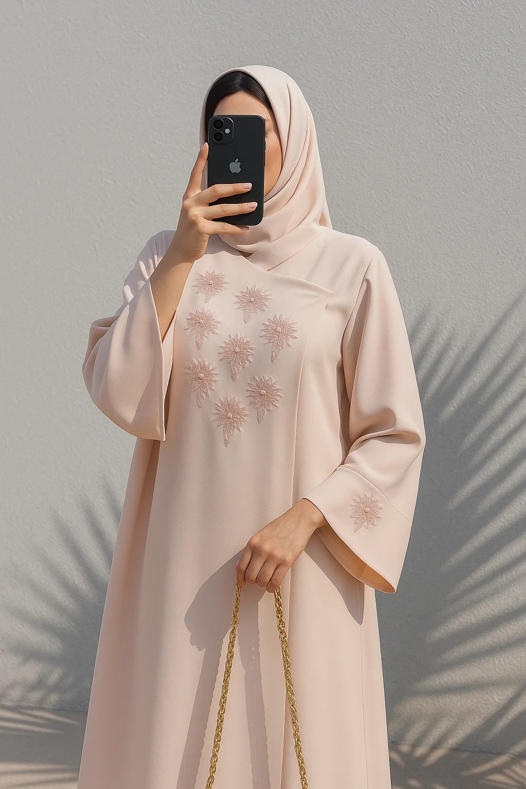 Pink Embellished Abaya AHWA03