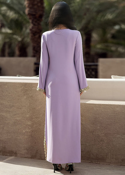 BA6041 Beige Amethyst Abaya