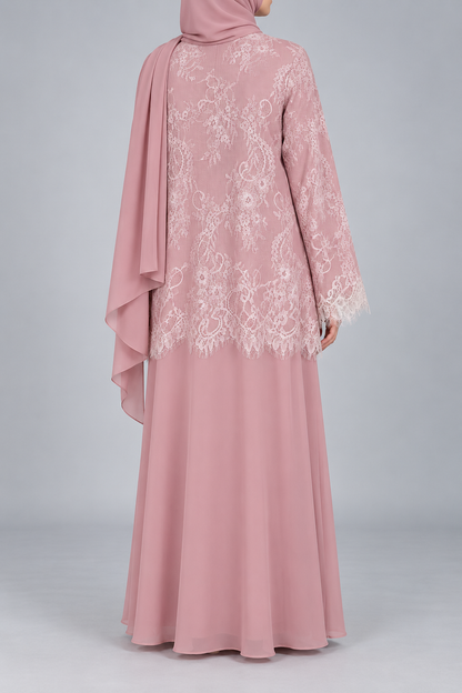 Pink Moon veil Abaya