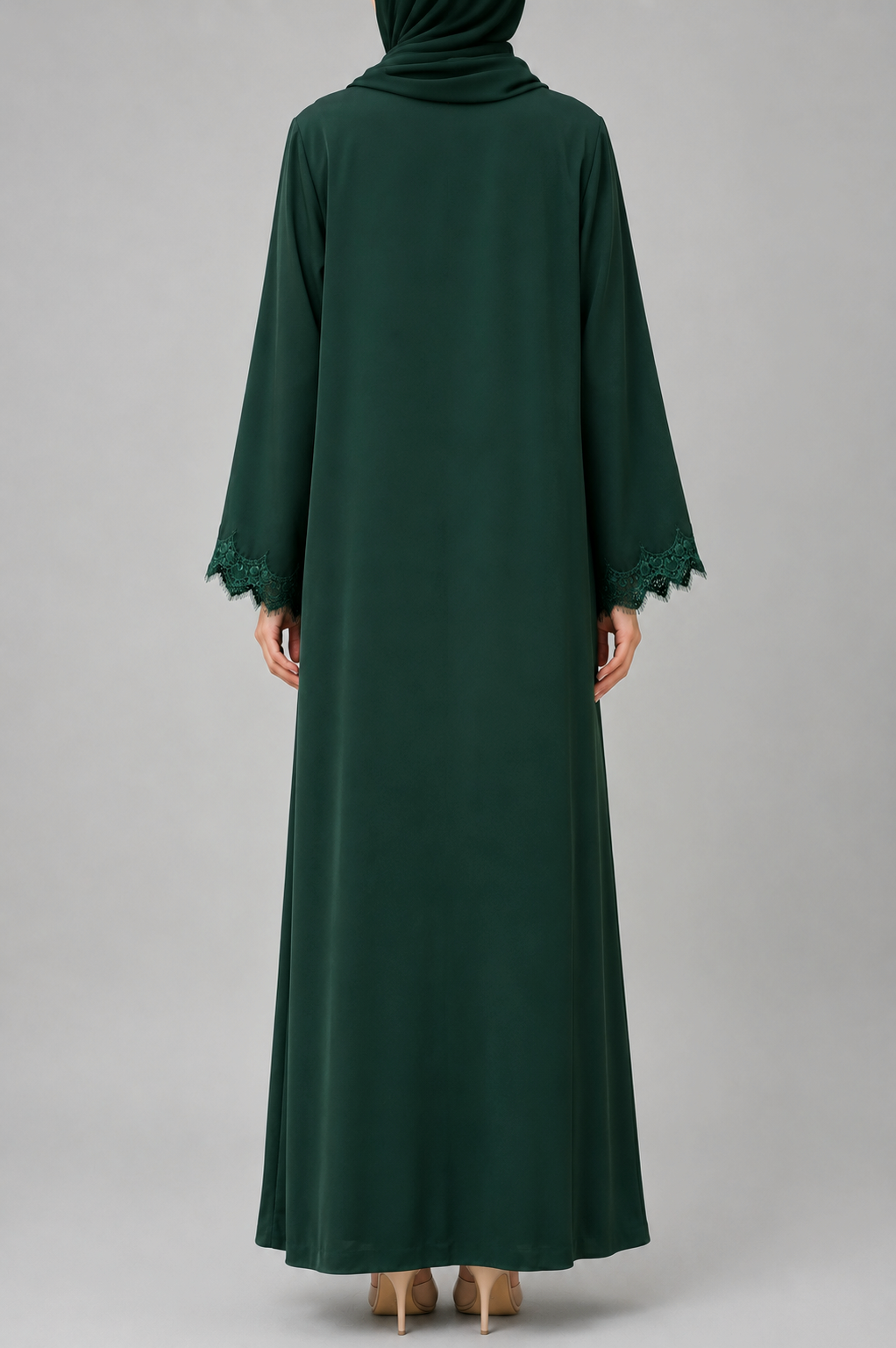 Green fancy lace abaya