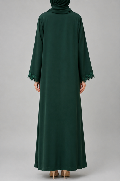 Green fancy lace abaya