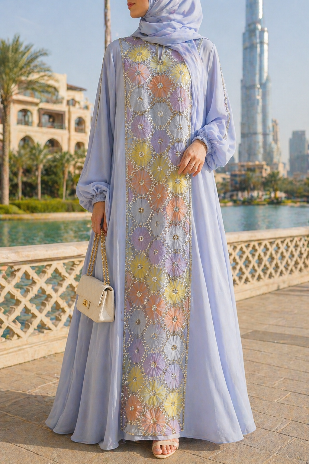 Ice Blue Ward Al Layl Abaya
