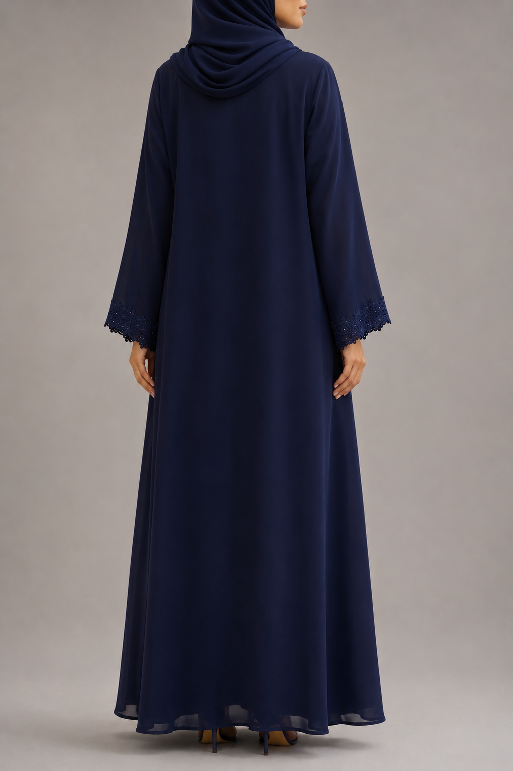 Navy Blue Ivora Lace Abaya