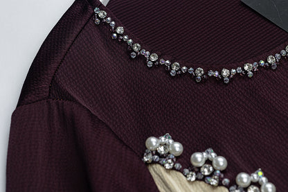 BA6045 Beige & Burgundy Exquisite Dress