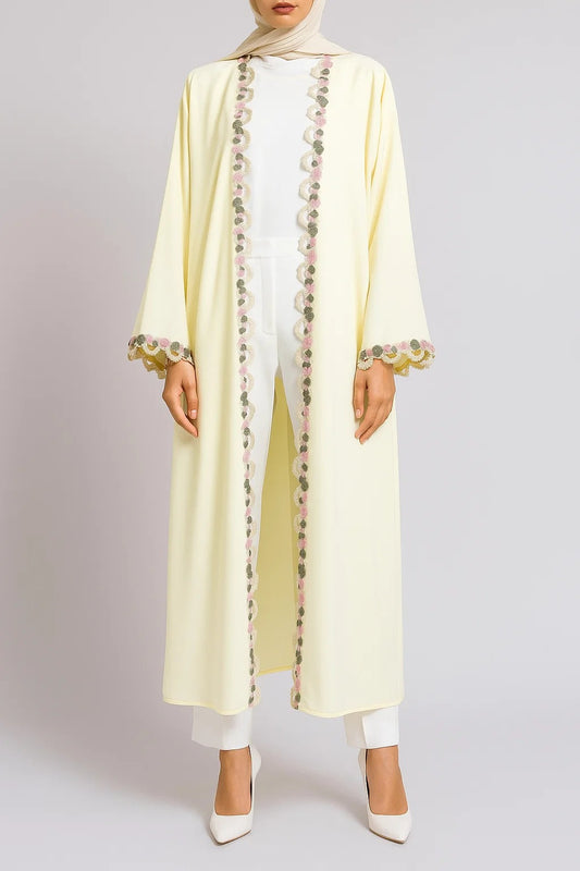 Butter floral lace abaya