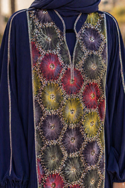 Navy Blue Ward Al Layl Abaya