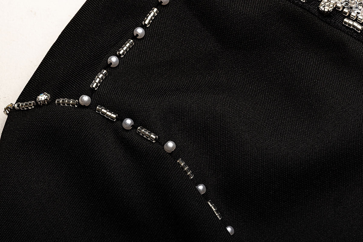 BA4152 Black Silver Baroque Abaya