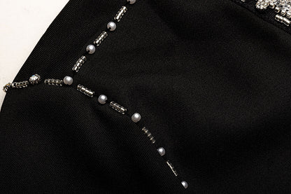 BA4152 Black Silver Baroque Abaya