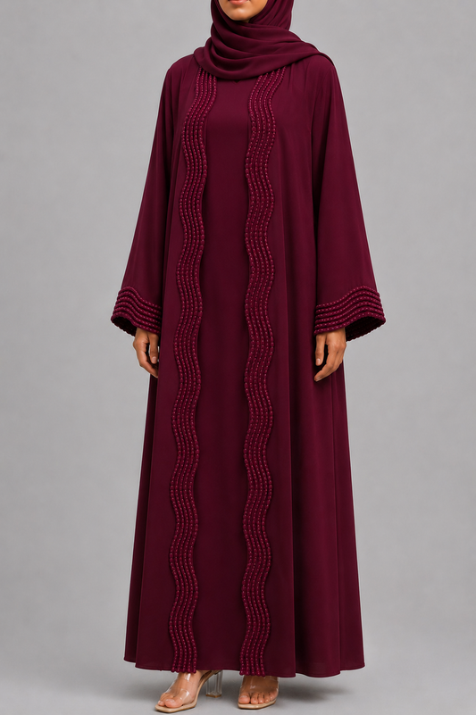 Cherry red lace abaya