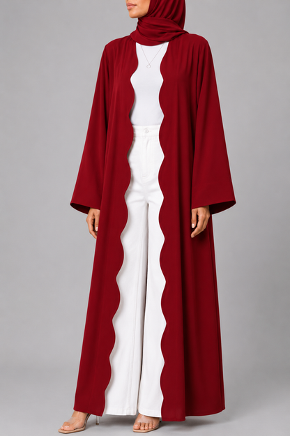 Cherry Red Wave Abaya