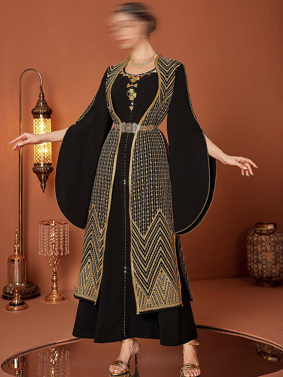 BA4036 Black Pyrite Abaya