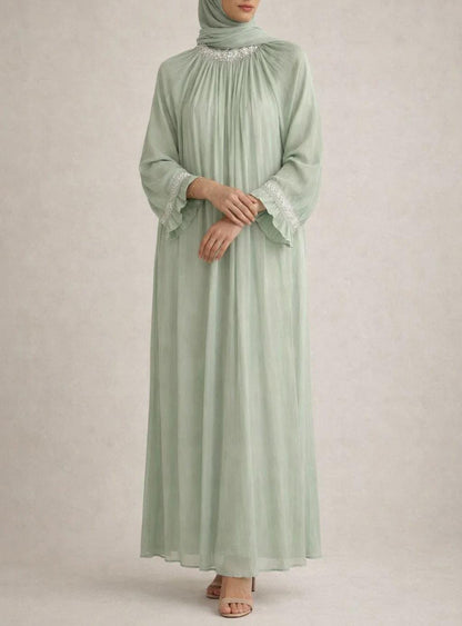 Mint Green Elaf Abaya