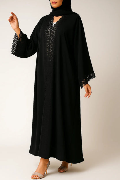 Black Luxe Lace Abaya