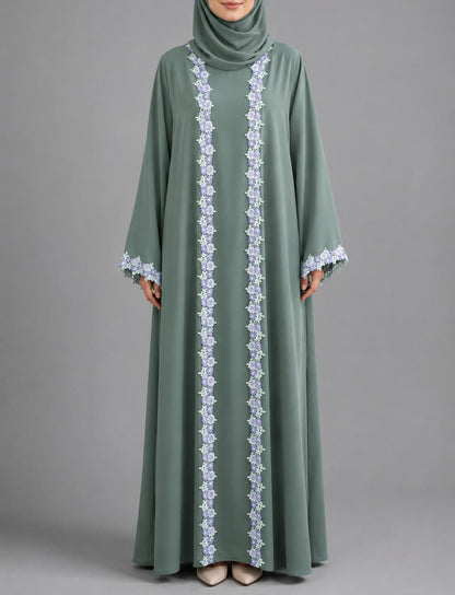 Teal Fancy lace abaya