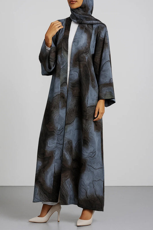 Grey Marble print abaya
