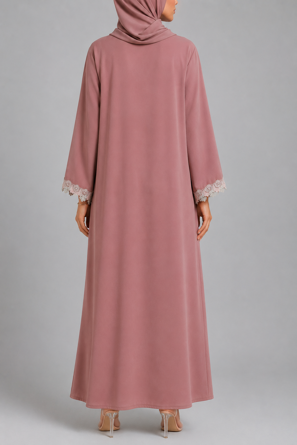 Rosey fancy lace abaya
