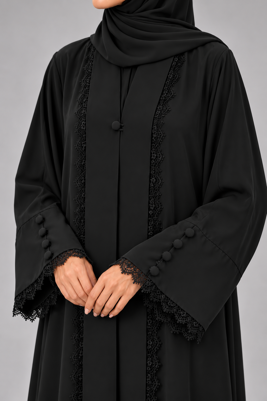 Black Symphony Lace Abaya