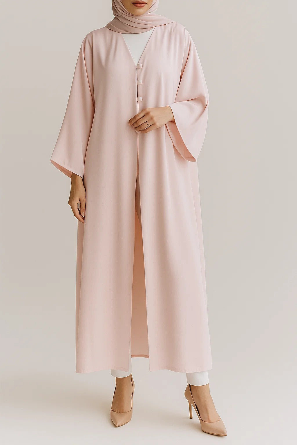 Pink Button abaya
