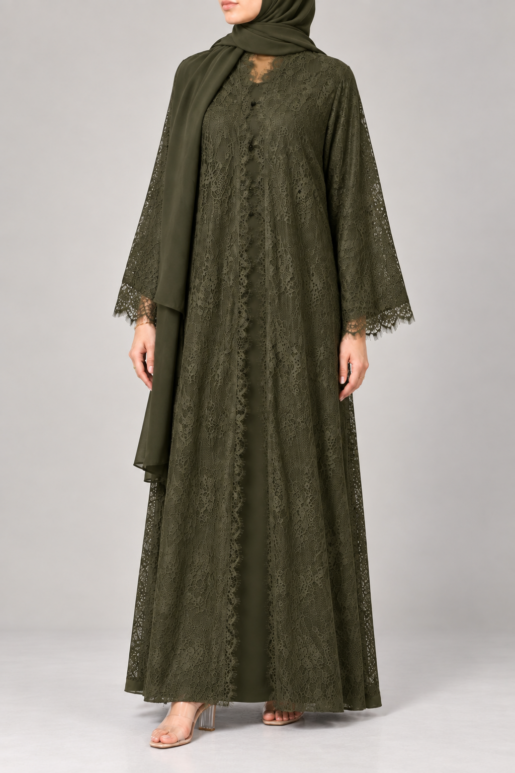 Olive Sheer Abaya