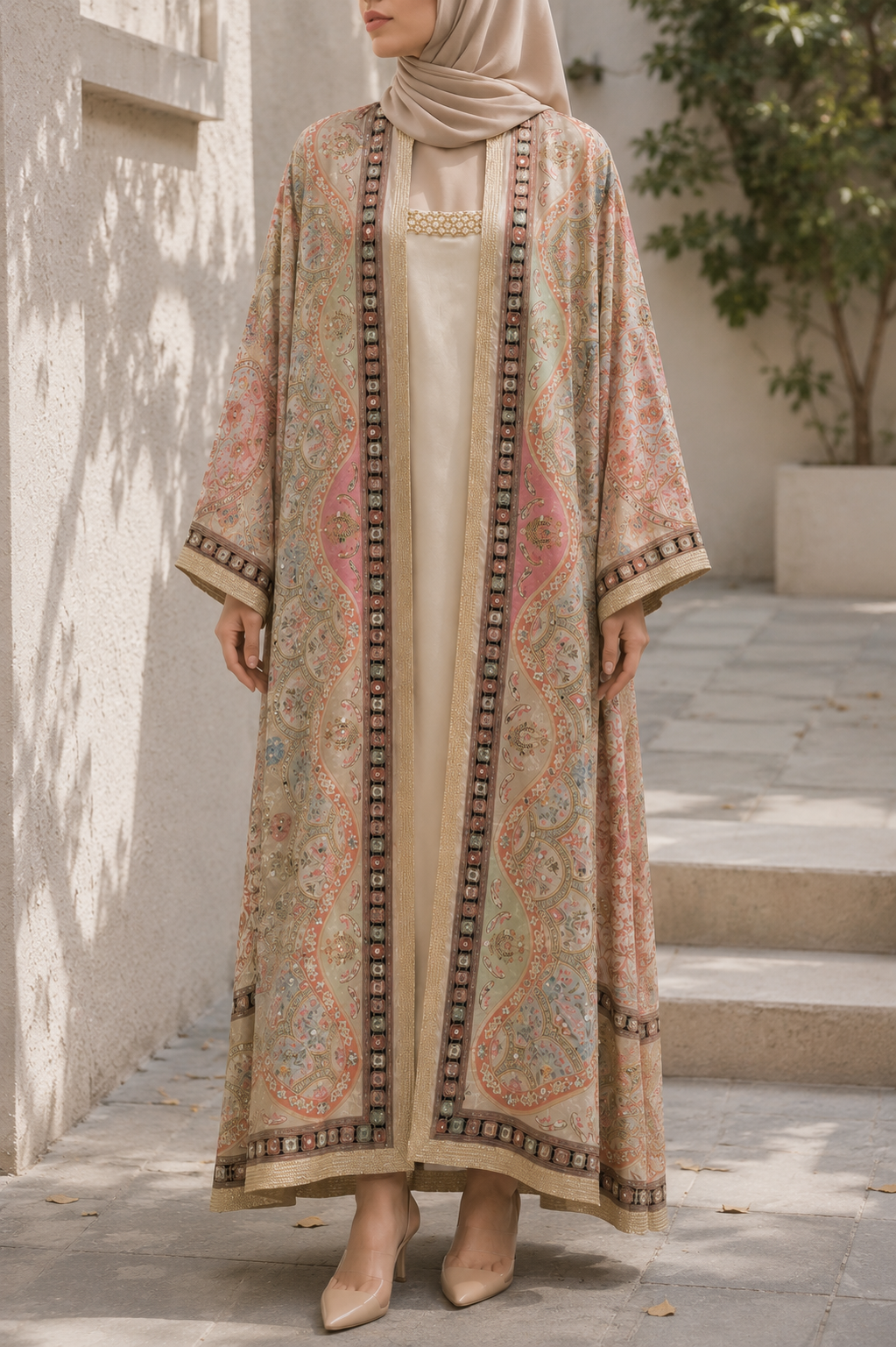 Warm Beige Zareen Abaya