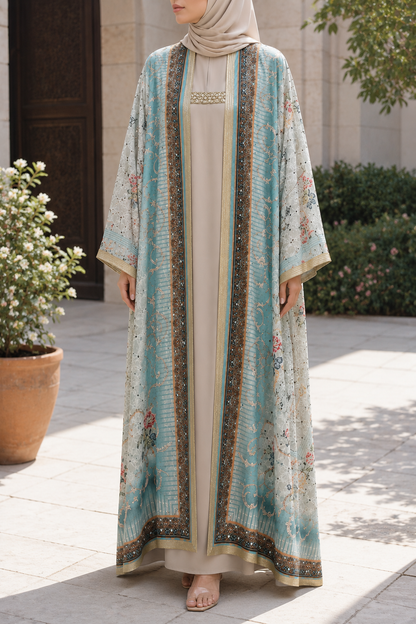 Pastel Blue Zareen Abaya