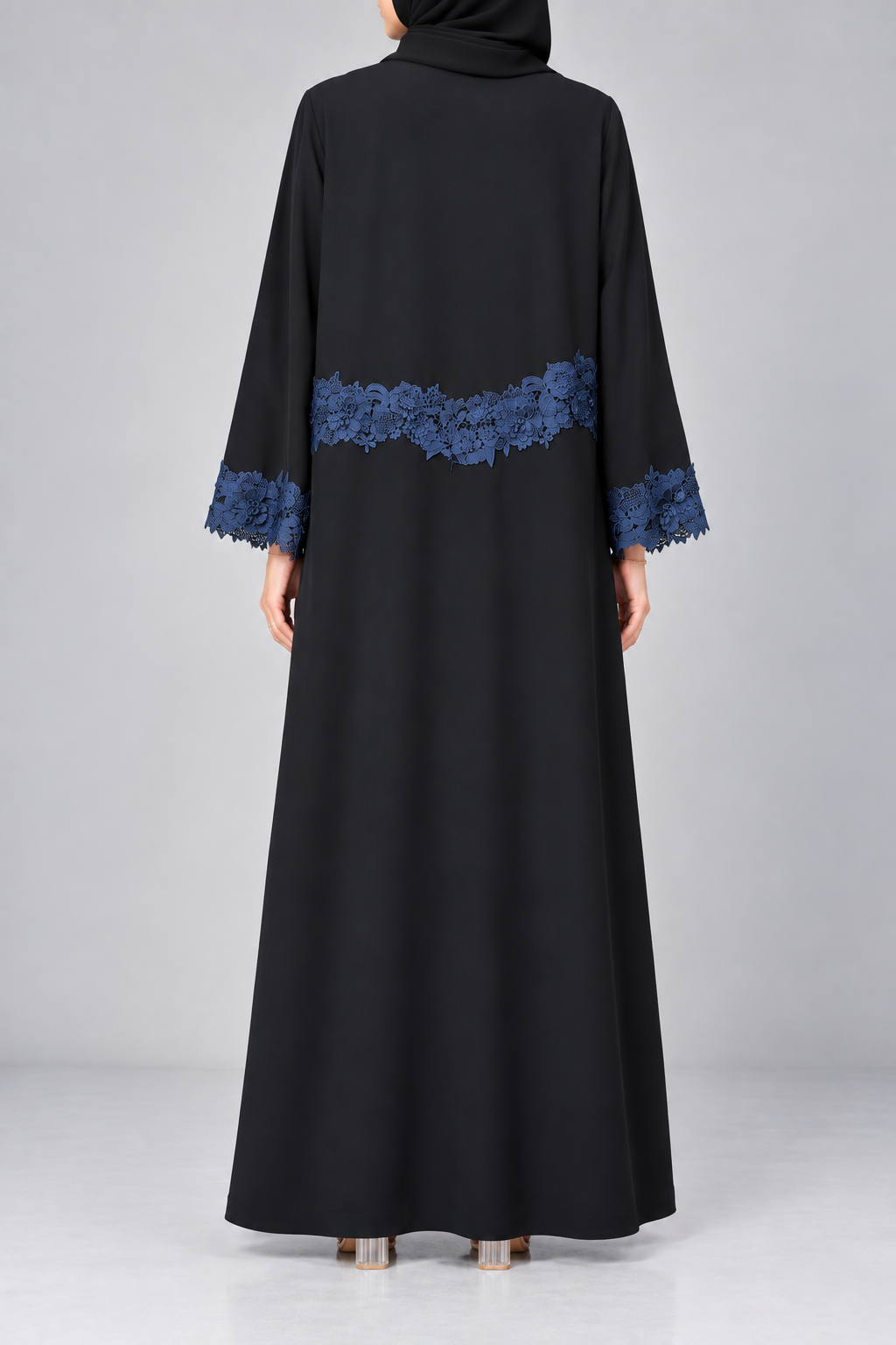 Black Cobalt Accent Abaya E13S