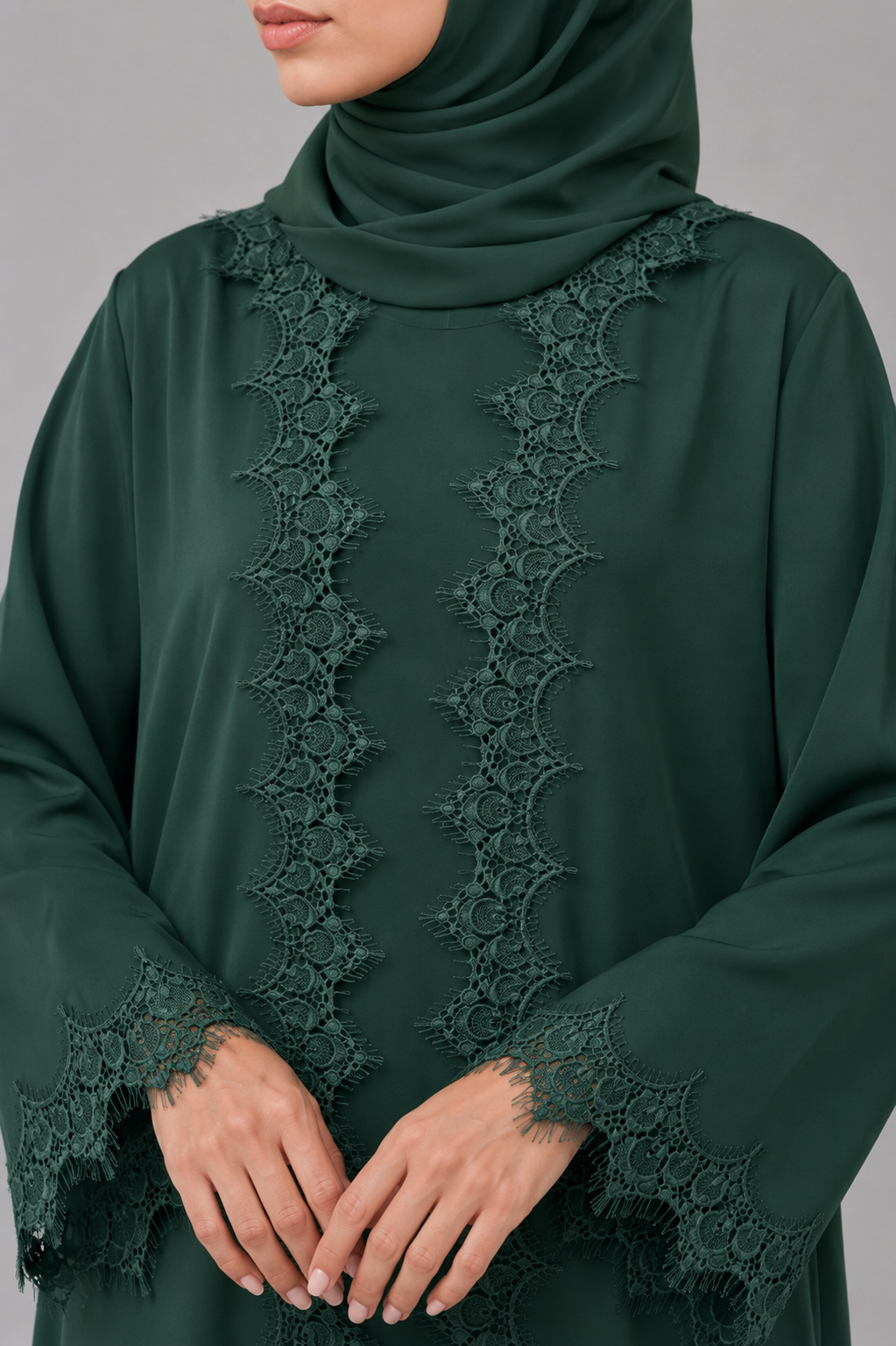 Green fancy lace abaya