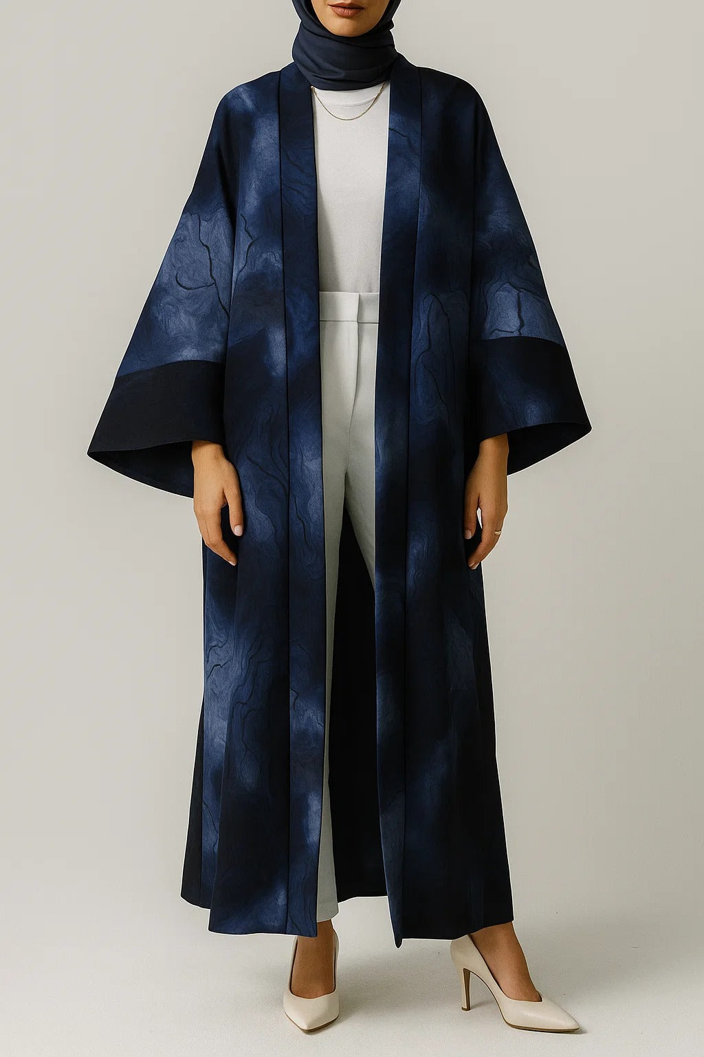 Blue Marble print abaya