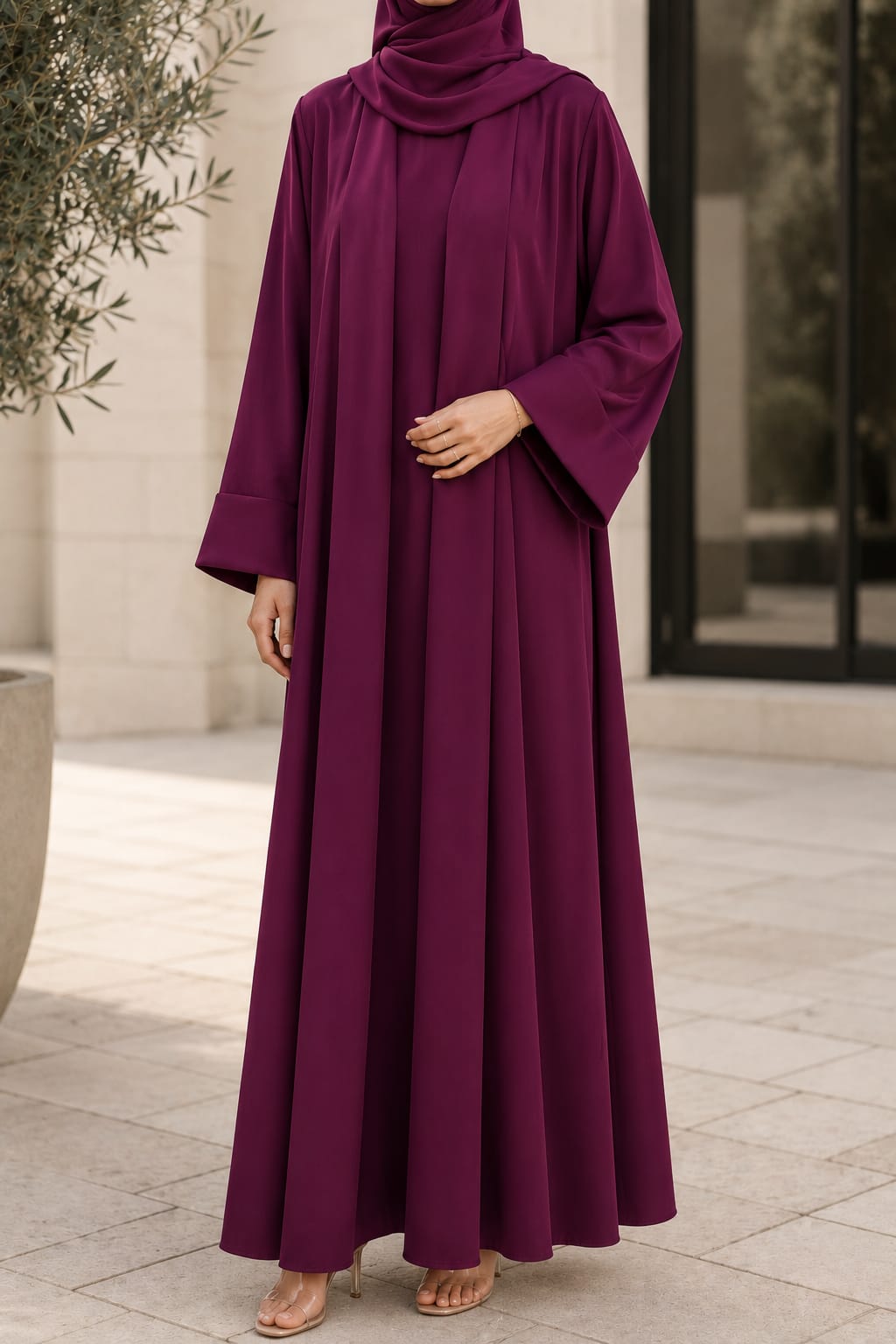 Cherry Red Yara Abaya