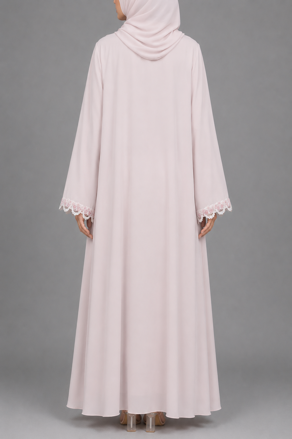 Cotton Pink lace abaya