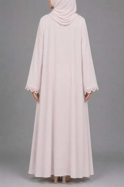 Cotton Pink lace abaya