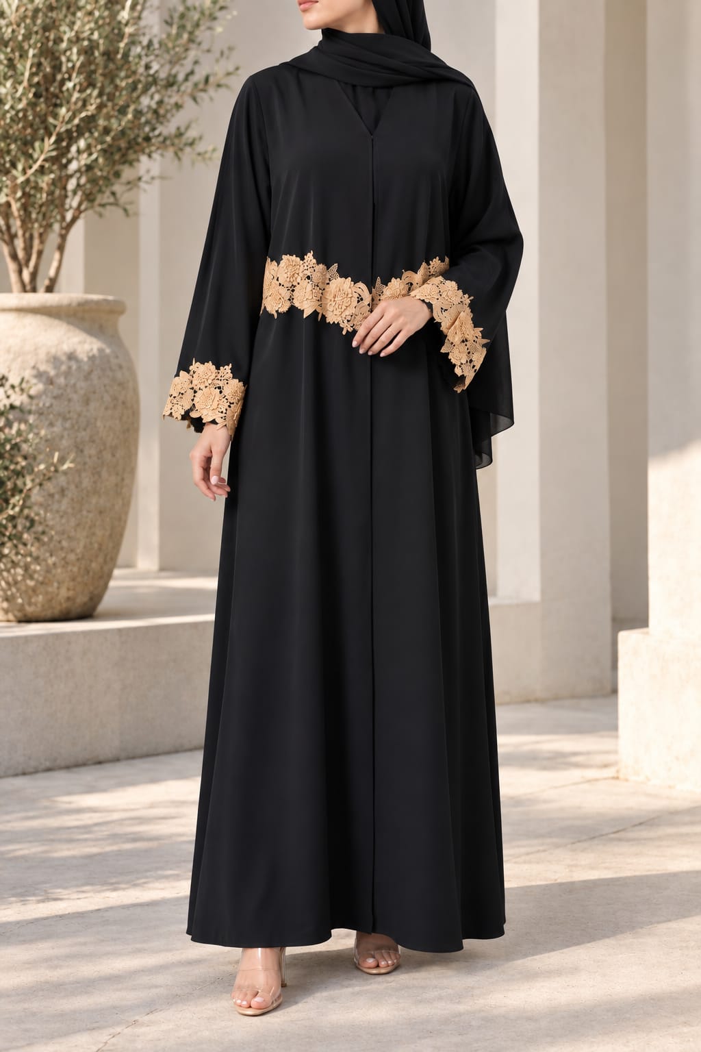 Black Bronze Accent Abaya E13S