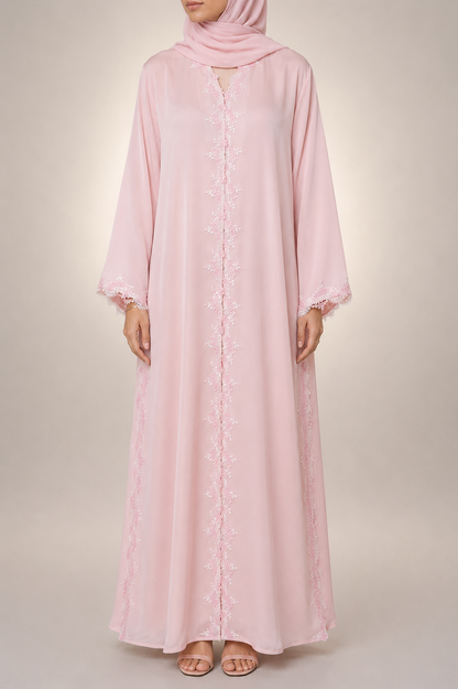 Pink Lace Abaya