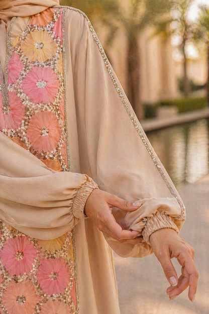 Beige Ward Al Layl Abaya