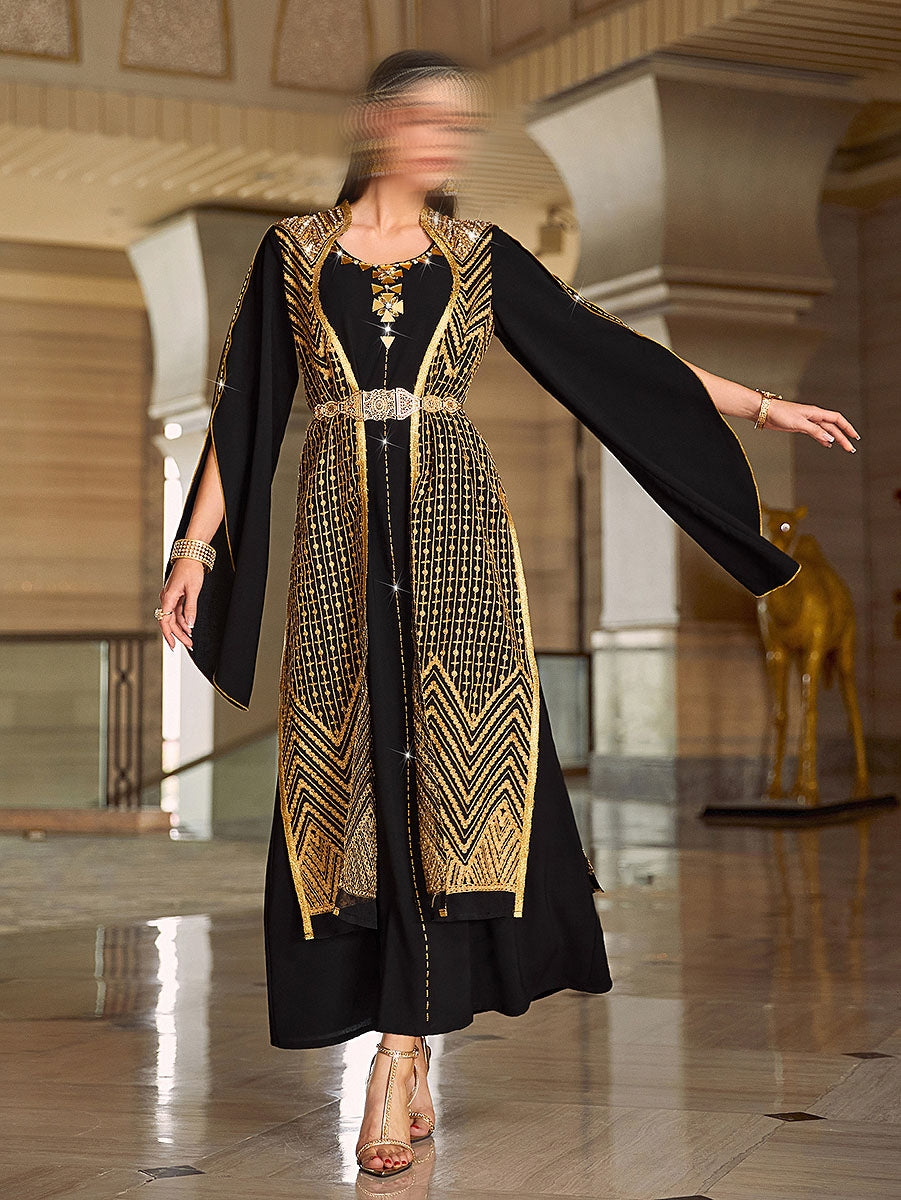 BA4036 Black Pyrite Abaya