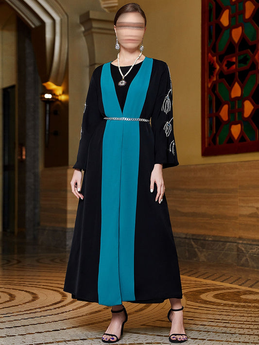 BA3006 Black Cyan Abaya